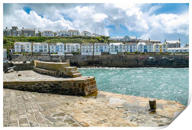 Houses Along Porthleven Harbour, Cornwall Print by Adrian Burgess
