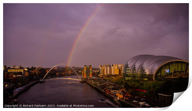 Rainbow over Tyneside Print by Richard Fairbairn
