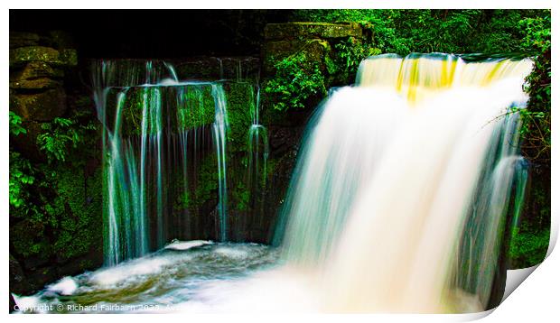 Jesmond Dene Waterfall Print by Richard Fairbairn