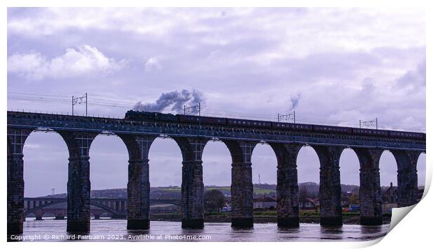 Viaduct With The Flying Scotsman Print by Richard Fairbairn