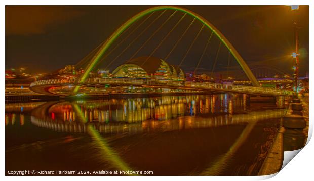 Gateshead Millennium Bridge Print by Richard Fairbairn