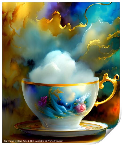 Whimsical Cloud in a Tea Cup Digital Graphic Print by Dina Rolle