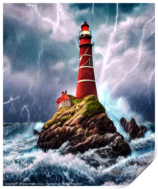 Enchanting Mystical Lighthouse Print by Dina Rolle