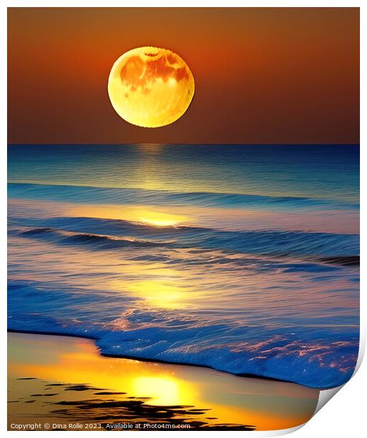 Moonlight Oceanview Print by Dina Rolle
