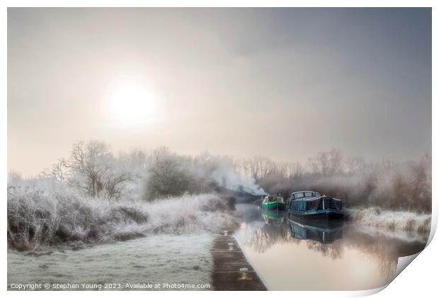 Winter Sunrise on the Kennet and Avon Canal Print by Stephen Young