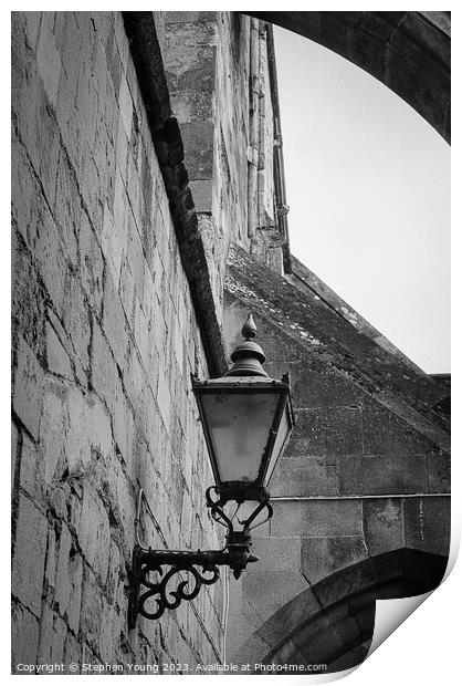 Old Lamp on Winchester Catherdral Wall Print by Stephen Young