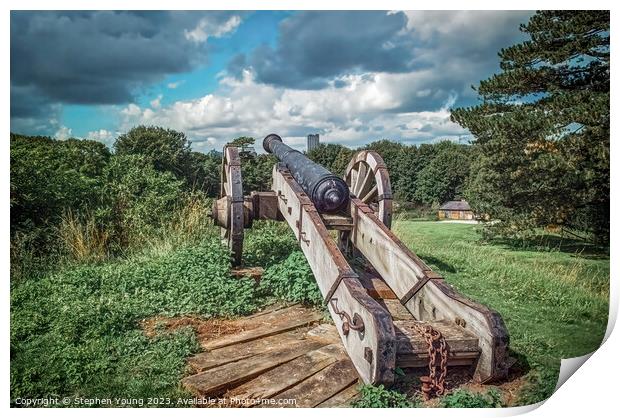 Canon at Basing House - A Captivating Shot toward Basingstoke Print by Stephen Young