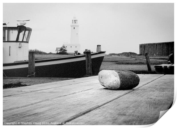 Rock on Bench Print by Stephen Young