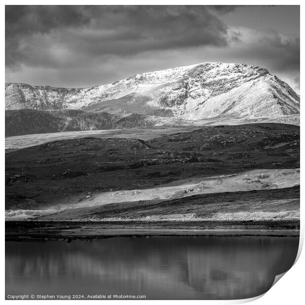 Snow Capped Mountain Sottish Highlands Print by Stephen Young