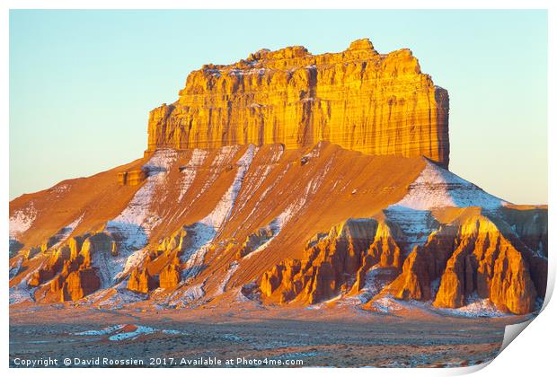 Sunrise on Unnamed Butte, Goblin Valley, Utah, USA Print by David Roossien