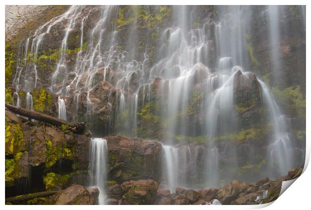 Spray Falls, Mount Rainier National Park Print by David Roossien