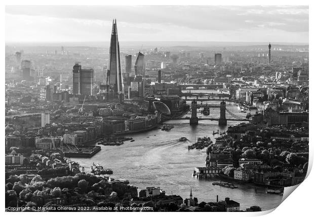 Aerial London city view of the river Thames  Print by Spotmatik 