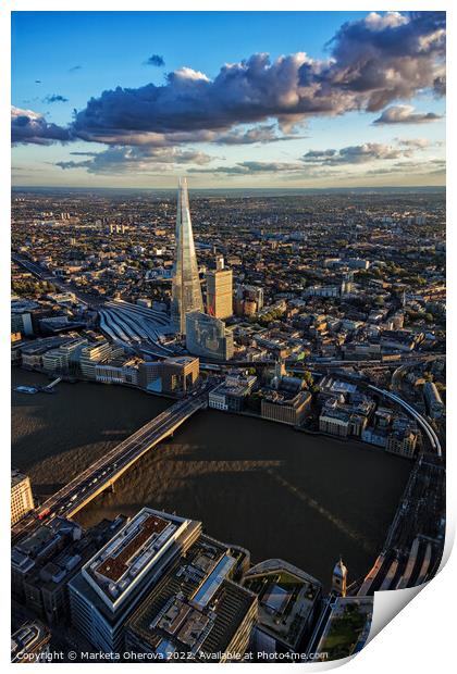Aerial view London Landscape city financial Capital UK Print by Spotmatik 