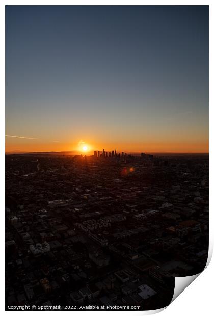 Aerial sunrise view of Urban Los Angeles USA Print by Spotmatik 