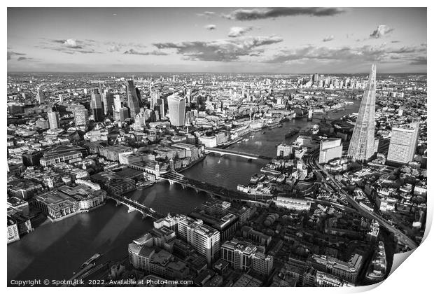 Aerial view London Capital and river Thames England  Print by Spotmatik 
