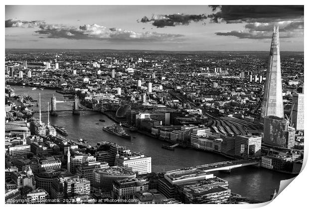 Aerial London business district Shard Thames Print by Spotmatik 