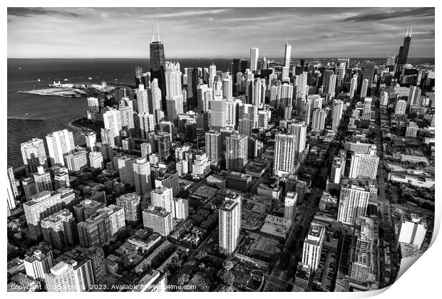 Aerial Chicago cityscape downtown skyscrapers  Print by Spotmatik 