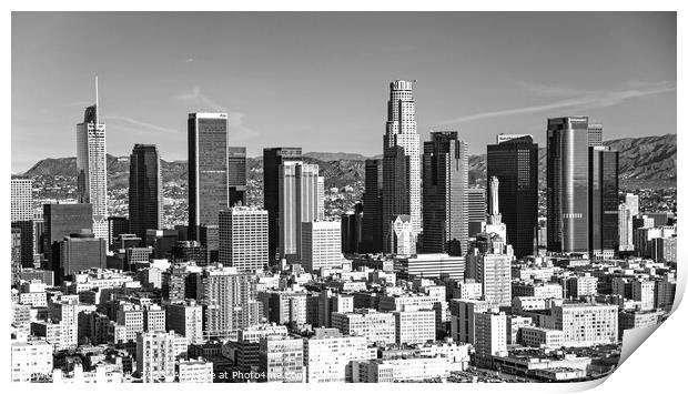 Aerial Los Angeles city skyscrapers California Print by Spotmatik 
