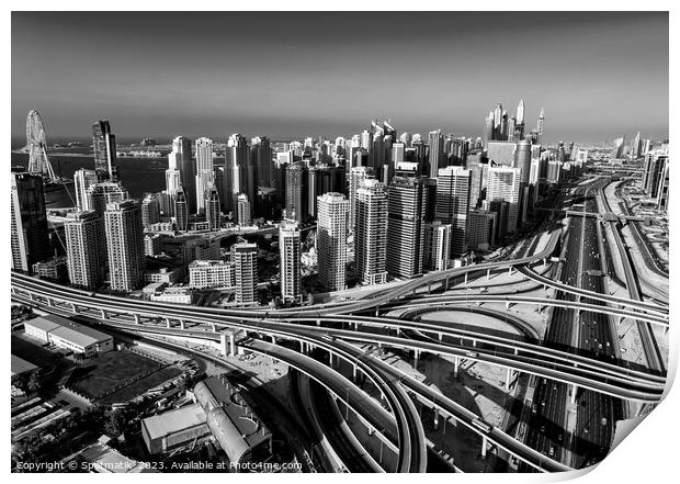 Aerial Dubai city skyscrapers highway interchange Print by Spotmatik 