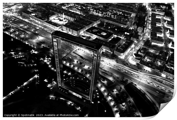 Aerial Dubai night The Frame Zabeel Park UAE Print by Spotmatik 