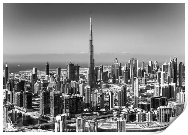Aerial Dubai Burj Khalifa Skyscraper Business Bay  Print by Spotmatik 