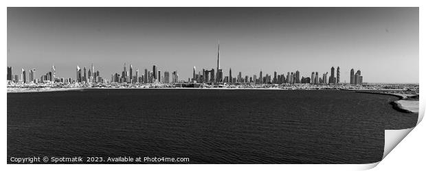 Aerial Panorama of Skyscrapers Dubai city Skyline Print by Spotmatik 