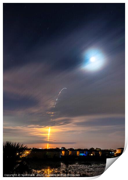 Falcon Heavy Space X Rocket Launch Cape Canaveral Print by Spotmatik 