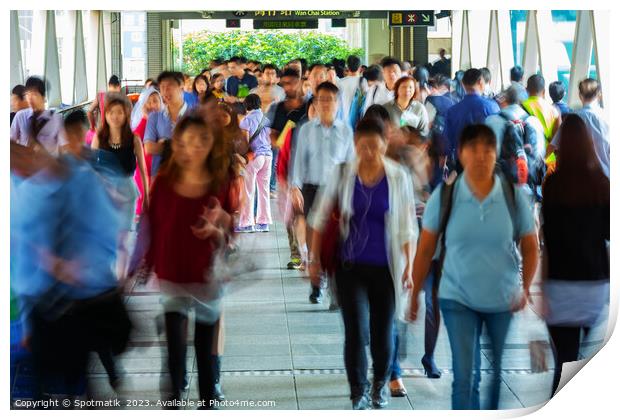 Asian city commuters walking to work Hong Kong Print by Spotmatik 
