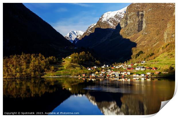 Norway sunlight reflections of scenic mountain valley fjord  Print by Spotmatik 