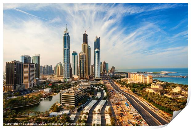UAE Dubai Sheikh Zayed road skyscrapers offices condominiums  Print by Spotmatik 