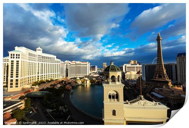 Sunset Bellagio Luxury Resort Hotel Las Vegas  Print by Spotmatik 