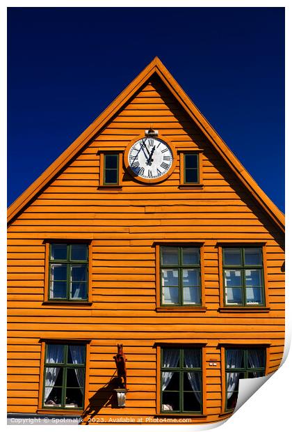 Bergen historical buildings in Vagen harbor Norway Europe Print by Spotmatik 