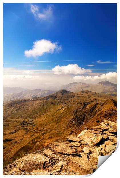 Snowdon Wales remote scenic sunlight mountain view Europe Print by Spotmatik 