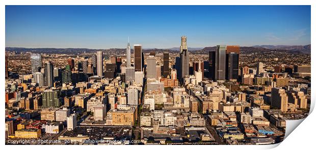Aerial Panoramic view of Los Angeles downtown California Print by Spotmatik 