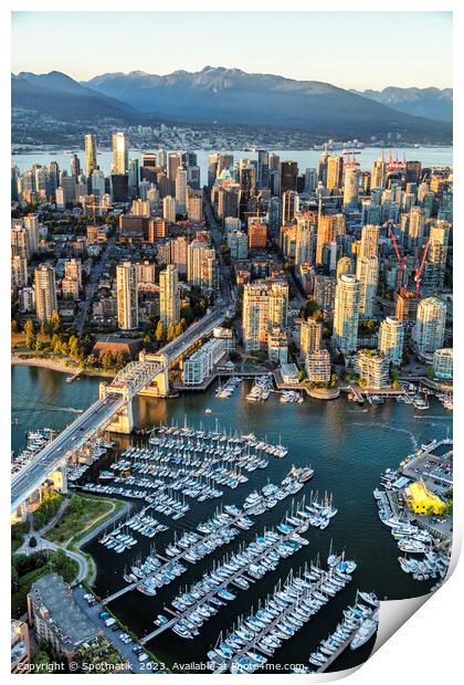 Aerial view of Vancouver skyscrapers Burrard Street Bridge  Print by Spotmatik 
