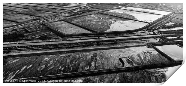 Aerial Panoramic of Tailing ponds Ft McMurray Alberta Print by Spotmatik 