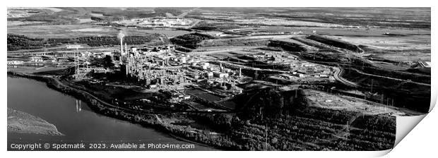 Aerial Panorama Canadian Oil Refinery Athabasca river Alberta Print by Spotmatik 