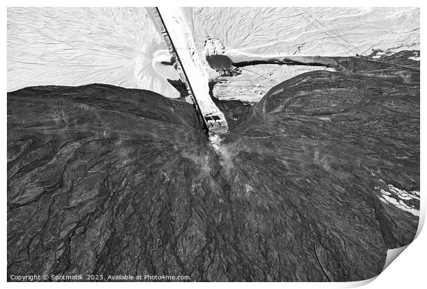 Aerial oil refinery Tailing pond abstract art Alberta  Print by Spotmatik 
