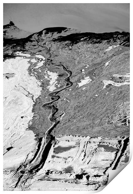 Aerial view of Tailing ponds Ft McMurray Alberta Print by Spotmatik 