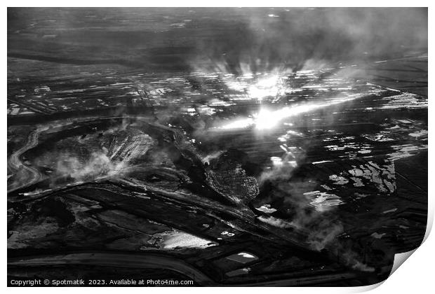 Aerial Canadian view of Oilsands Industrial surface mining  Print by Spotmatik 