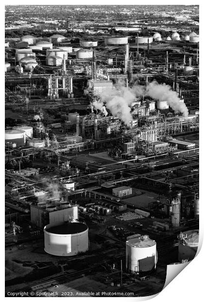 Aerial view of a coastal Petrochemical storage facility  Print by Spotmatik 
