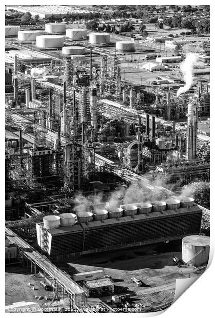 Aerial view of petrochemical production plant Los Angeles  Print by Spotmatik 