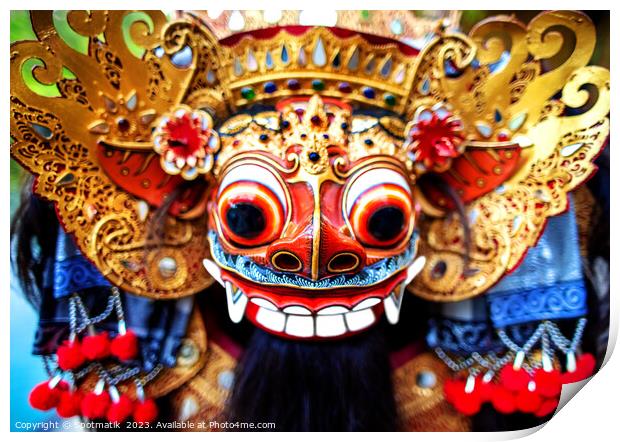 Balinese Barong traditional dancer ceremonial dragon mask Print by Spotmatik 