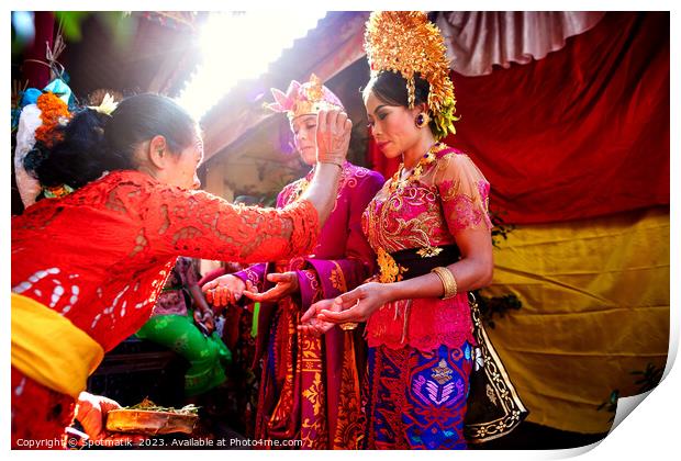 Wedding Balinese wedding bride groom attending the Ceremony  Print by Spotmatik 