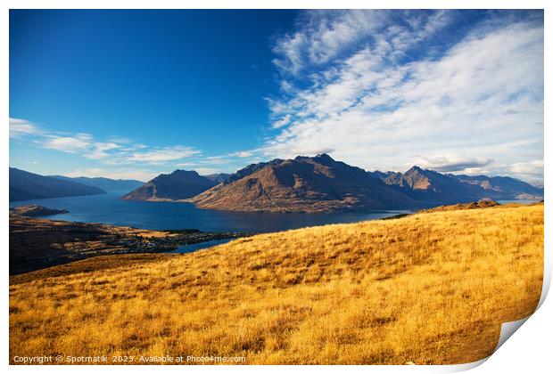 Landscape view The Remarkables National Park New Zealand  Print by Spotmatik 
