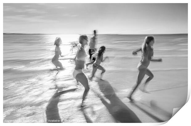 Caucasian family on tropical beach enjoying leisure Caribbean Print by Spotmatik 