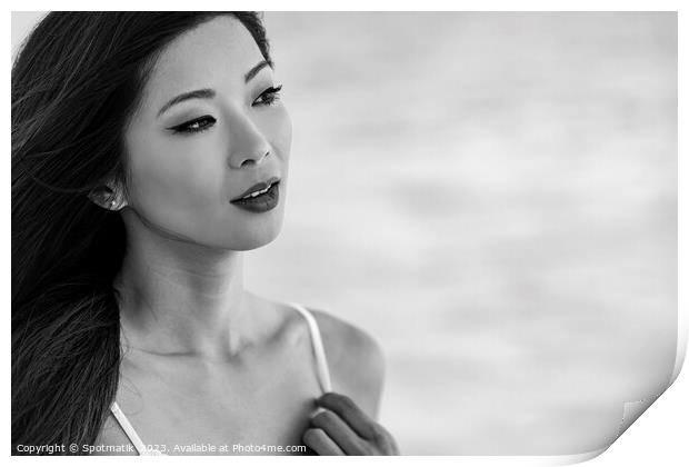 Close up of beautiful Asian girl on vacation Print by Spotmatik 
