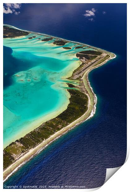 Aerial Bora Bora South Pacific Ocean vacation Island Print by Spotmatik 