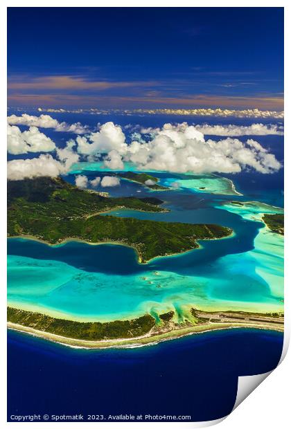 Aerial Bora Bora Mt Otemanu South Pacific Ocean Print by Spotmatik 