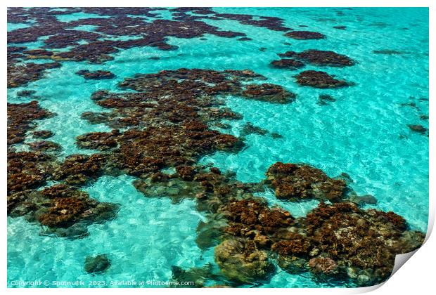 Aerial Coral Reef Lagoon Island Bora Bora  Print by Spotmatik 